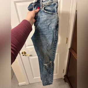 Abercrombie & Fitch Blue Distressed Straight Leg Jeans